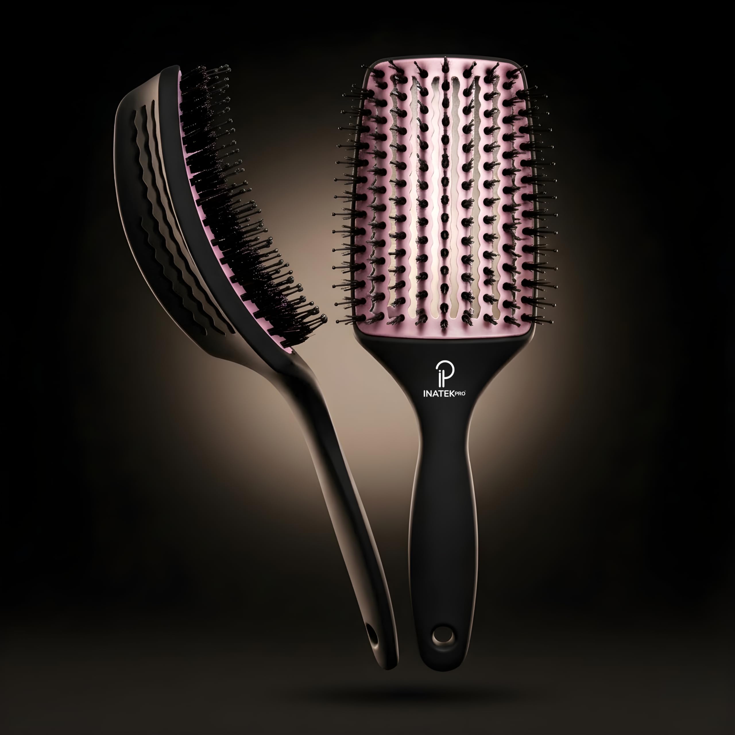Cepillo de cerdas de jabalí curvado ventilado para secado con secador (grande) con mango cómodo, cepillo de cerdas suaves para cabello grueso y fino, cerdas naturales de jabalí para mujeres,