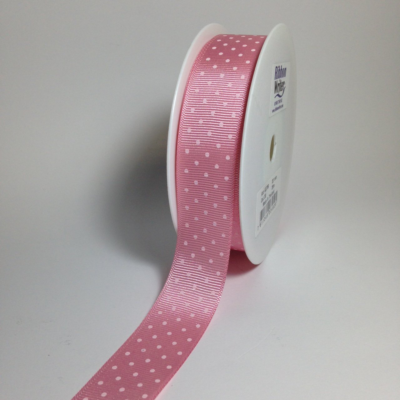 Rpribbon Pale Pink With White Polka Dots Grosgrain Ribbon 22Mm X 20M