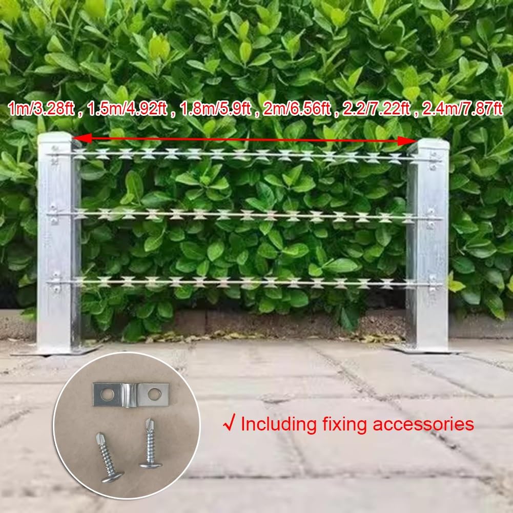 10 Piezas de Alambre de púas de Concertina, Alambre de Acero galvanizado Resistente a la Intemperie, Alta Seguridad para Patio Trasero, Granja y jardín, 1 m/3,28 pies de Longitud, Acabado pl