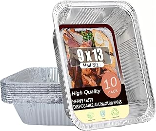 9"x13"Aluminum Foil Pans (10 Pack) - Disposable Steam Table Pans for Baking, Cooking, Roasting Food Prep - Deep 2.5" Full Size Hotel Pans, Freezer Oven Safe, Durable To-Go Containers