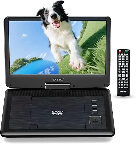 OTIC Reproductor de DVD portátil de 13 pulgadas con pantalla giratoria HD de 11.6 pulgadas, reproductor de DVD para automóvil, batería recargable de