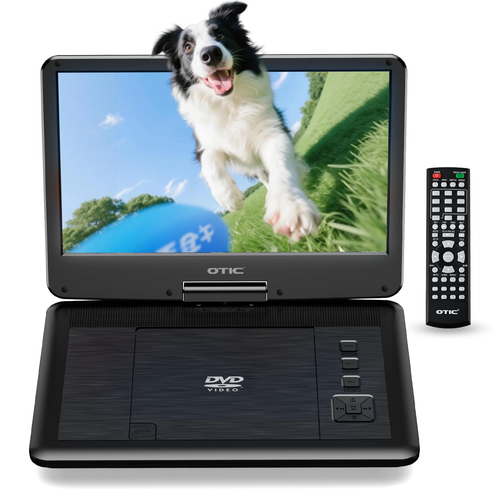 OTIC 13" Portable DVD Player with 11.6" HD Swivel Screen, DVD Player for Car, 6-Hour Rechargeble Battery, Support DVD/CD/USB/SD Card, Remote Control,Dual Stereo Speakers, Black