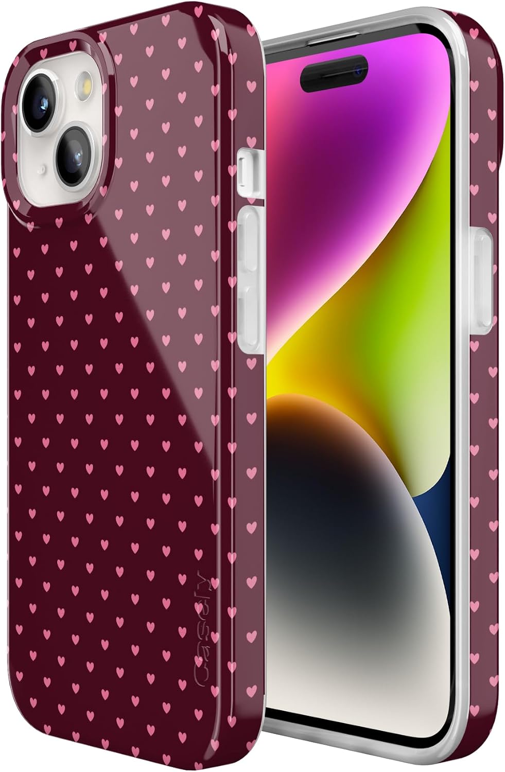 Casely iPhone 15 Plus Case | Heart Noir | Tiny Hearts | Compatible with MagSafe | Classic Ultra Slim Design
