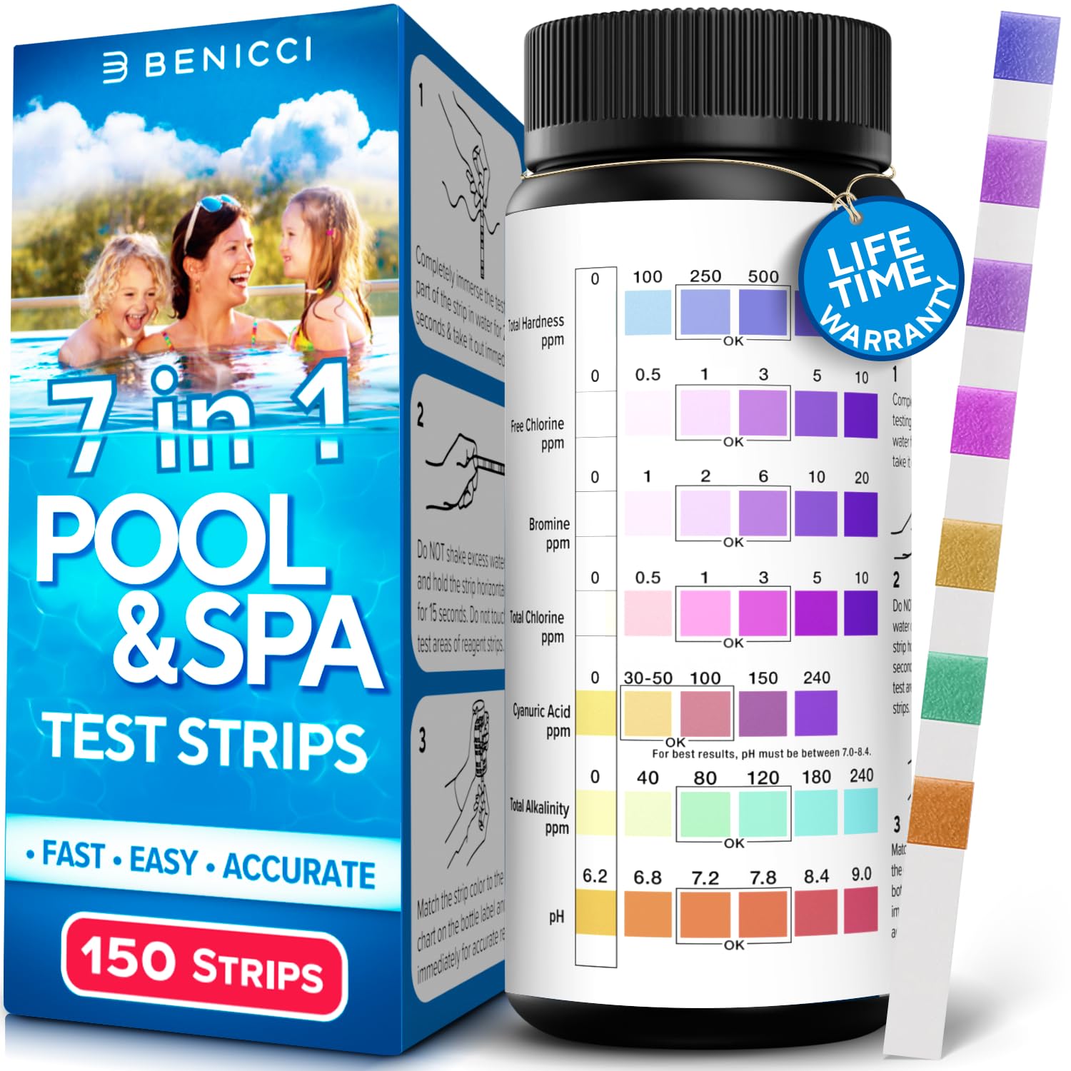 Amazon.com: 7-in-1 Accurate Pool Test Strips - 150 Hot Tub Spa