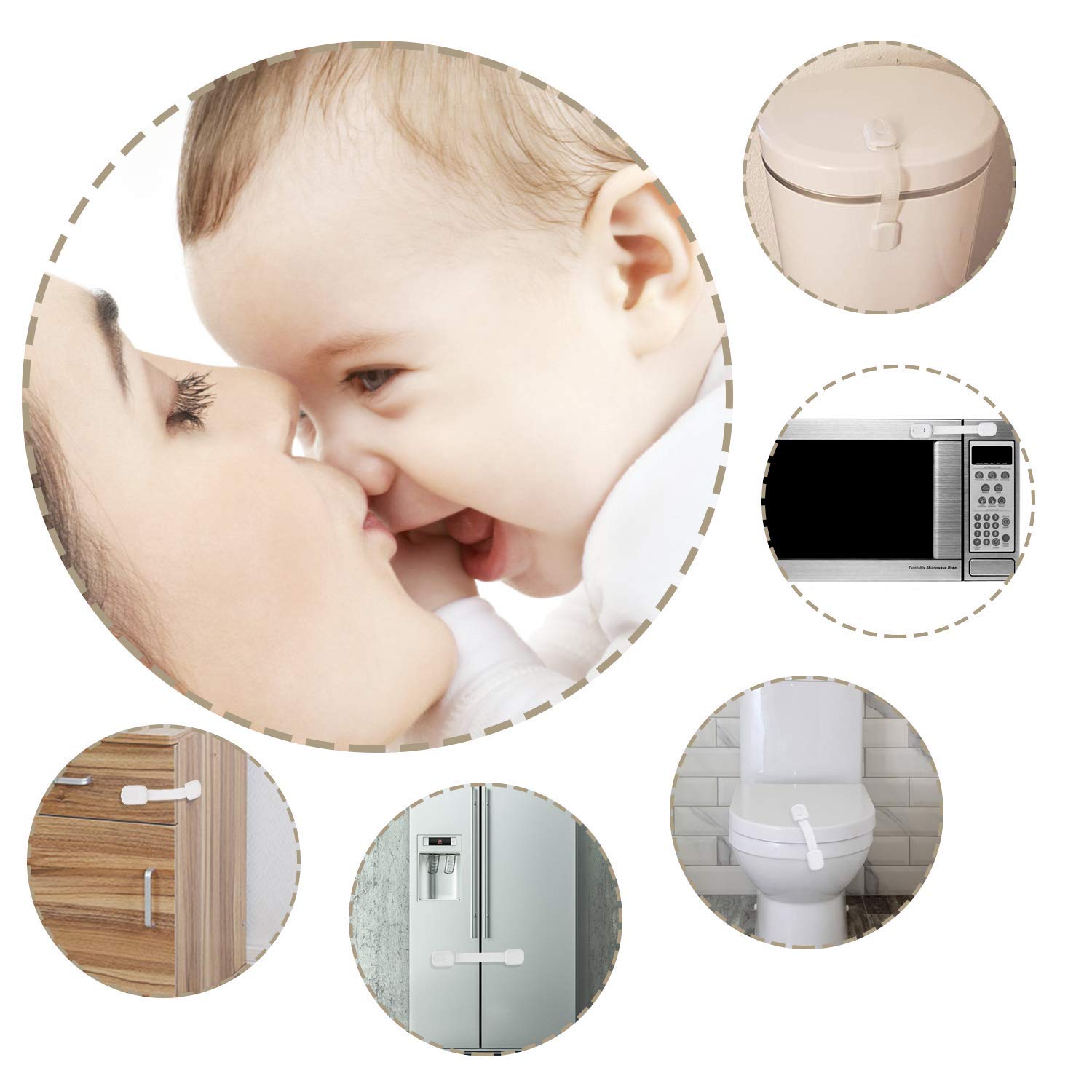 Kit Sicurezza Per Bambini – Serrature Regolabili Per Armadi E Cassetti – Facili Da Installare Senza Fori (Confezione Da 4)