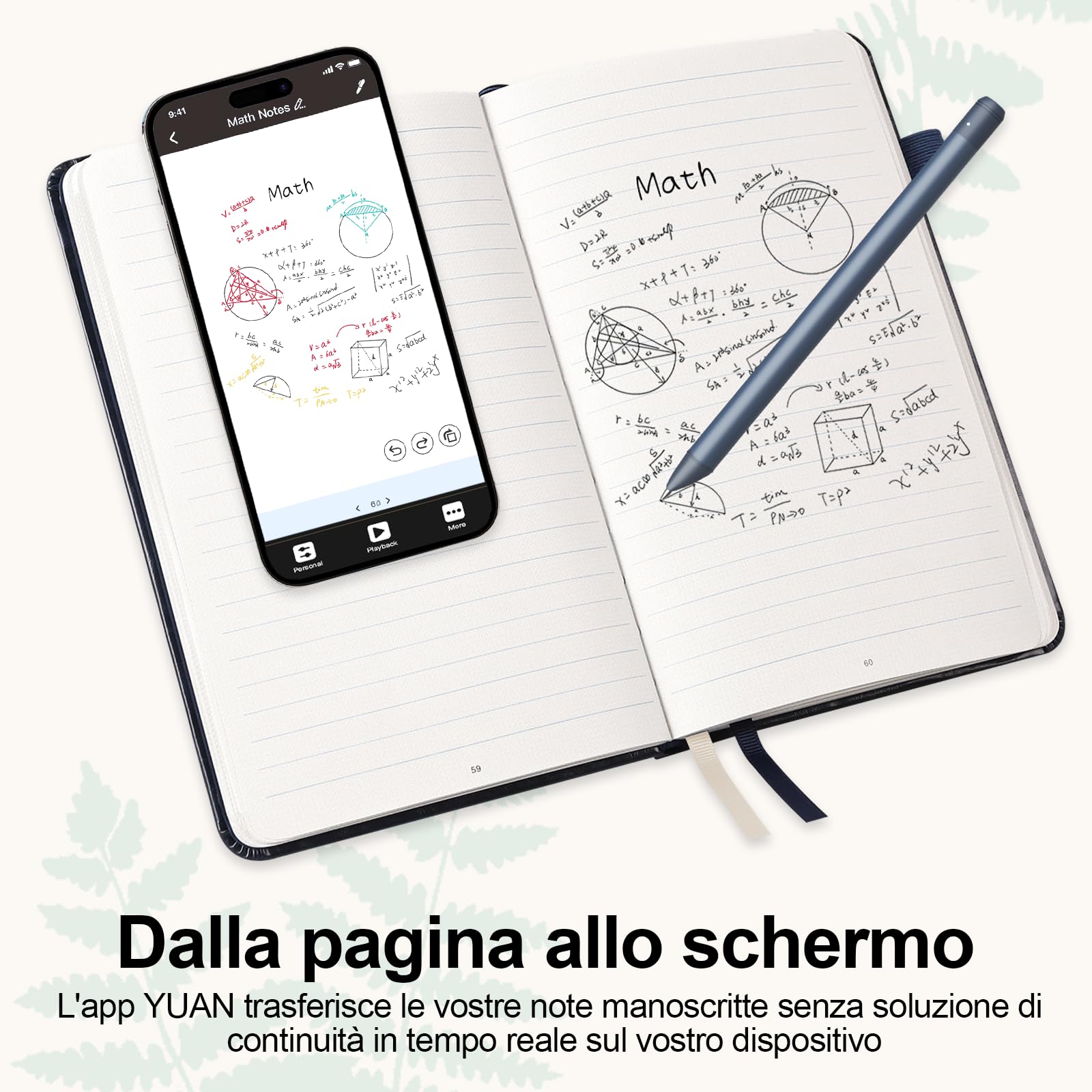 Yuan Smart Writing Set, Smart Notebook con Smart Pen, Taccuino Smart, blu marino, Taccuino Digitale Intelligente da 187 pagine - scrittura su carta reale con elaborazione digitale