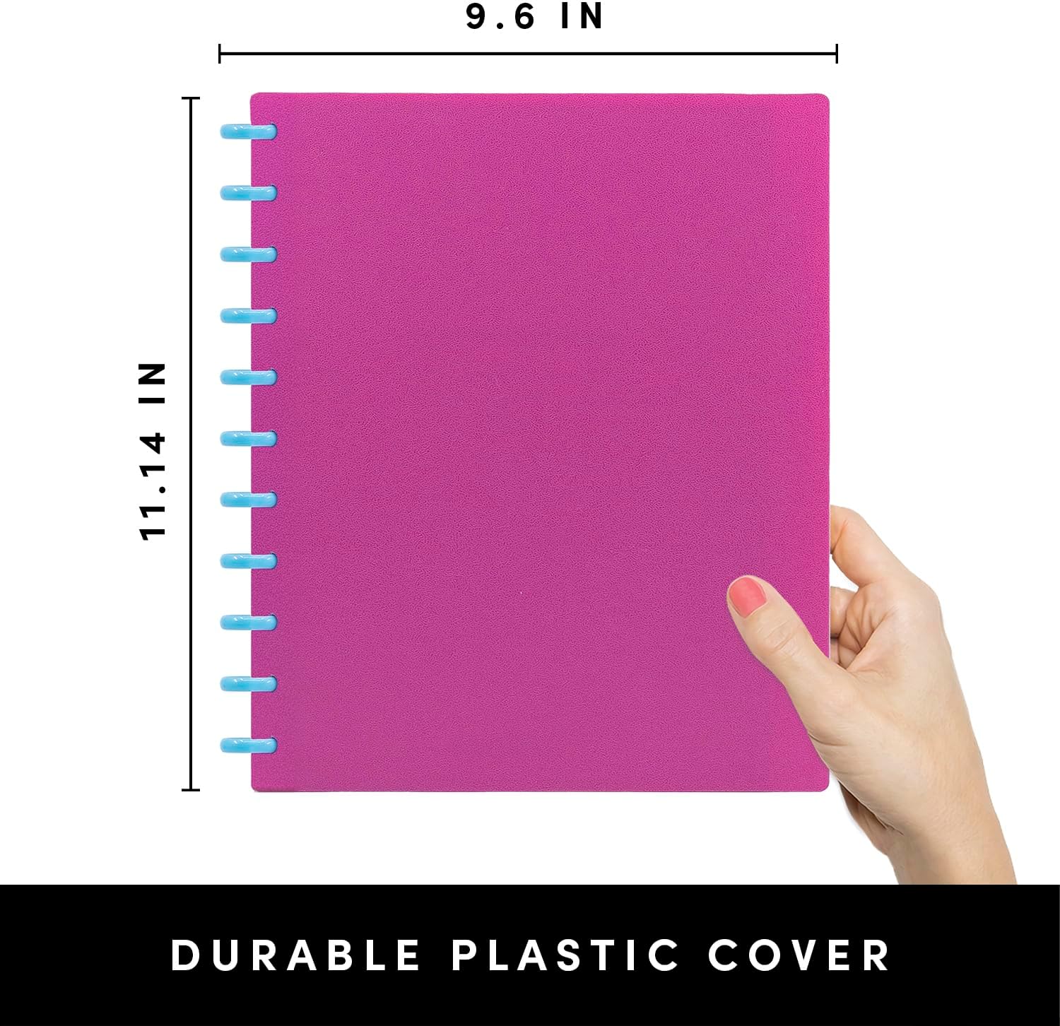 PAPERAGE Large Customizable Discbound Notebook, 114 Pages, All-in-One, 11-Disc Refillable Spiral Journal, 12-Month Undated Calendar, Dividers & Stickers (Raspberry), 11.14 in x 9.6 in