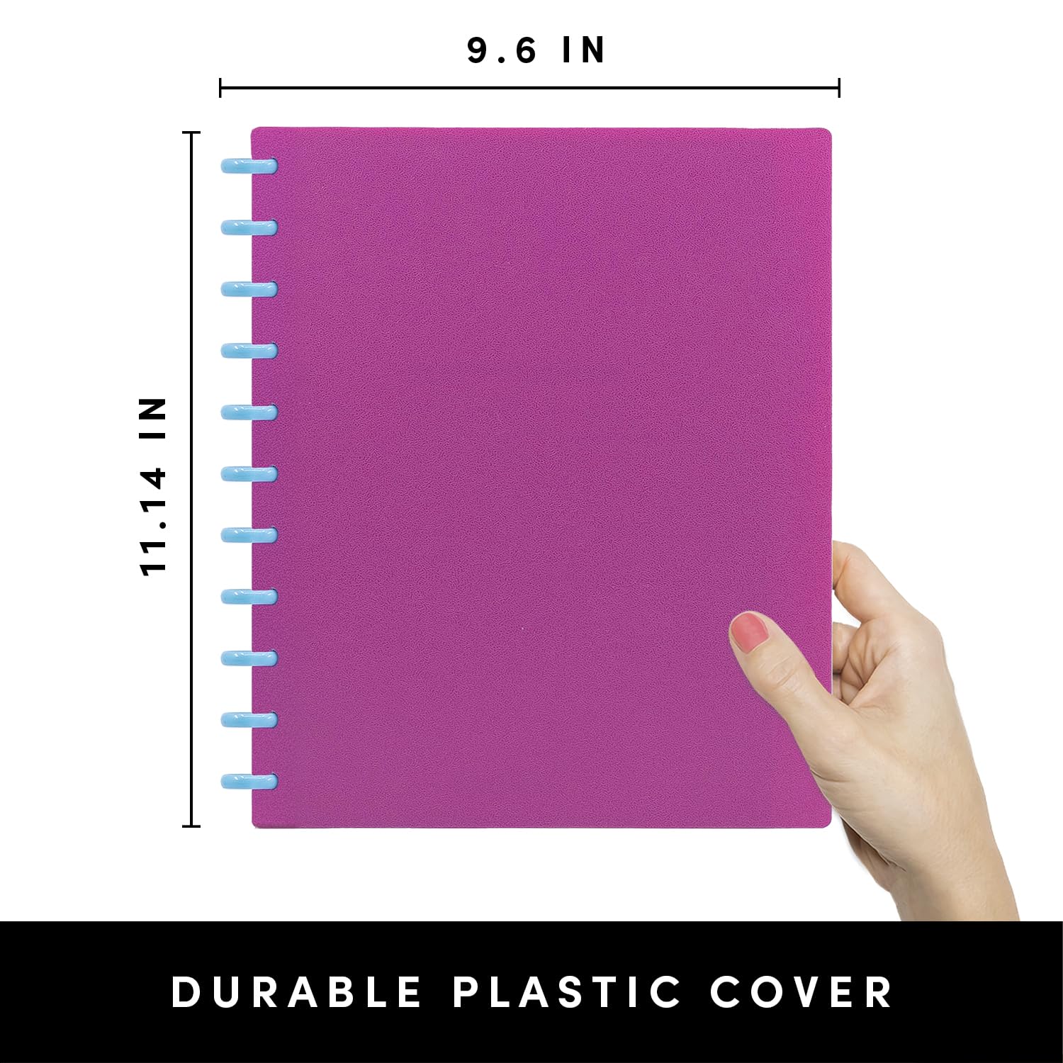 PAPERAGE Grande taccuino a spirale personalizzabile, 134 pagine, tutto in uno, ricaricabile a 8 dischi con pagine rimovibili, calendario non datato di 12 mesi, divisori e adesivi (lampone)