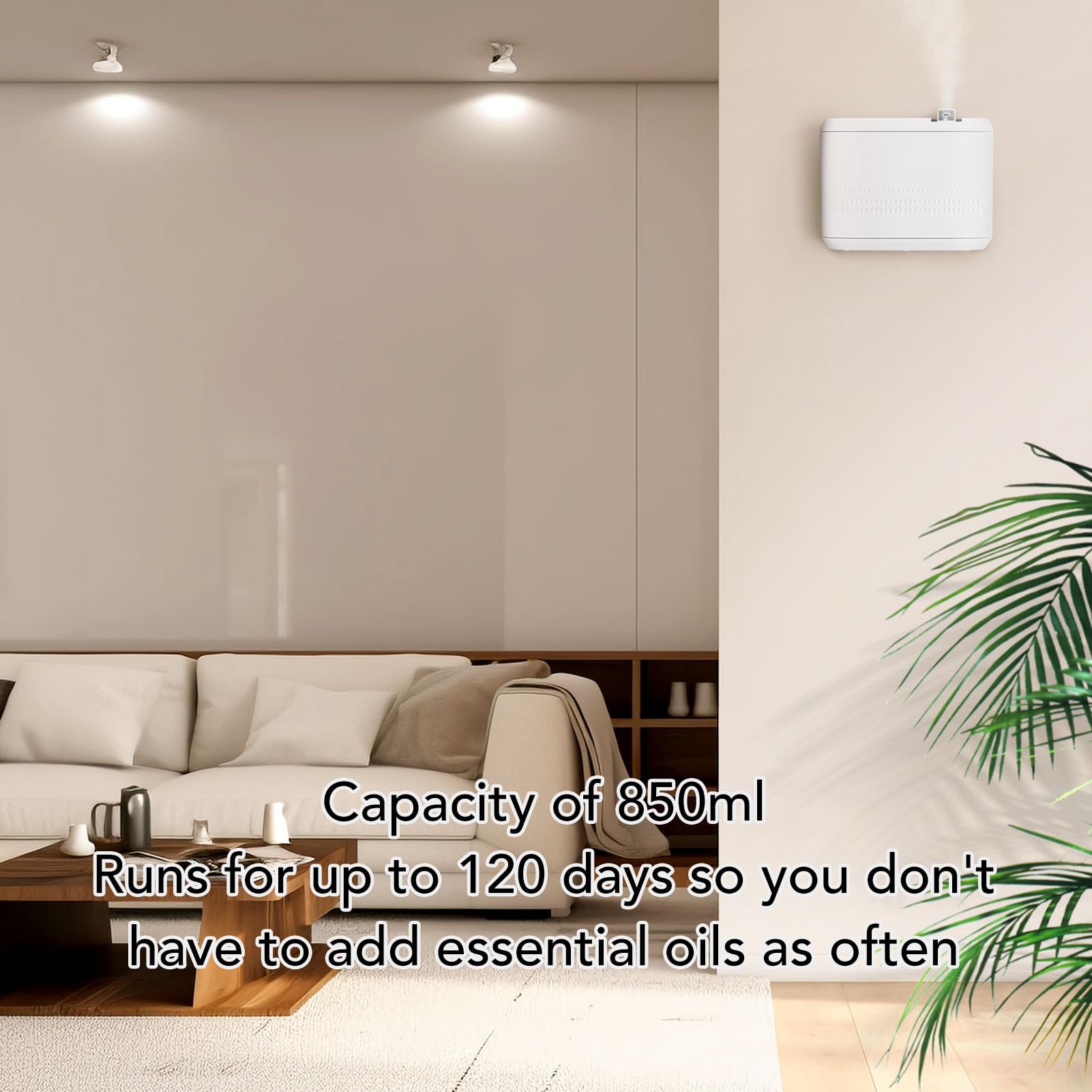 Humidificador para el Hogar, Humidificador de Aire de 850 Ml, Humidificador de Aire Frío, Configuración Inteligente Personalizable, Humidificador de Aromaterapia Compacto,