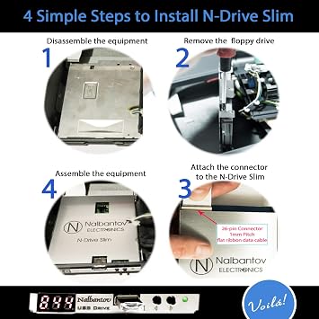 USB Floppy Disk Drive Emulator N-Drive Industrial Slim for Husqvarna Viking Designer