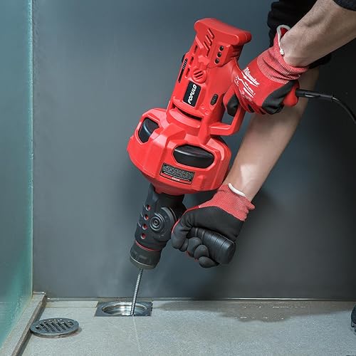 Miniatura 3 de POPULO Barrena de Drenaje de Alimentación Automática de 120V, Serpiente de Drenaje de 23 FT Adecuada para Tuberías de 34"-2" para Desatascar