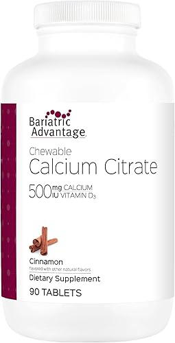 Miniatura 1 de Bariatric Advantage Citrato de calcio masticable 500 mg con vitamina D3 para pacientes de cirugía bariátrica, incluyendo bypass gástrico y