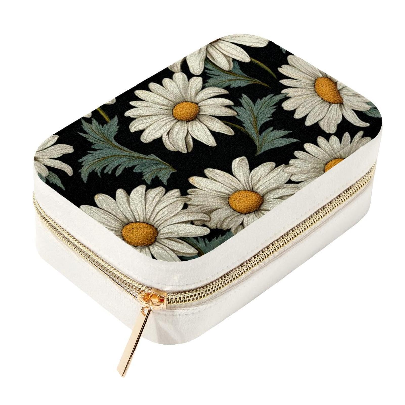 Boîte à bijoux de voyage Daisy : organiseur de rangement portable zippé