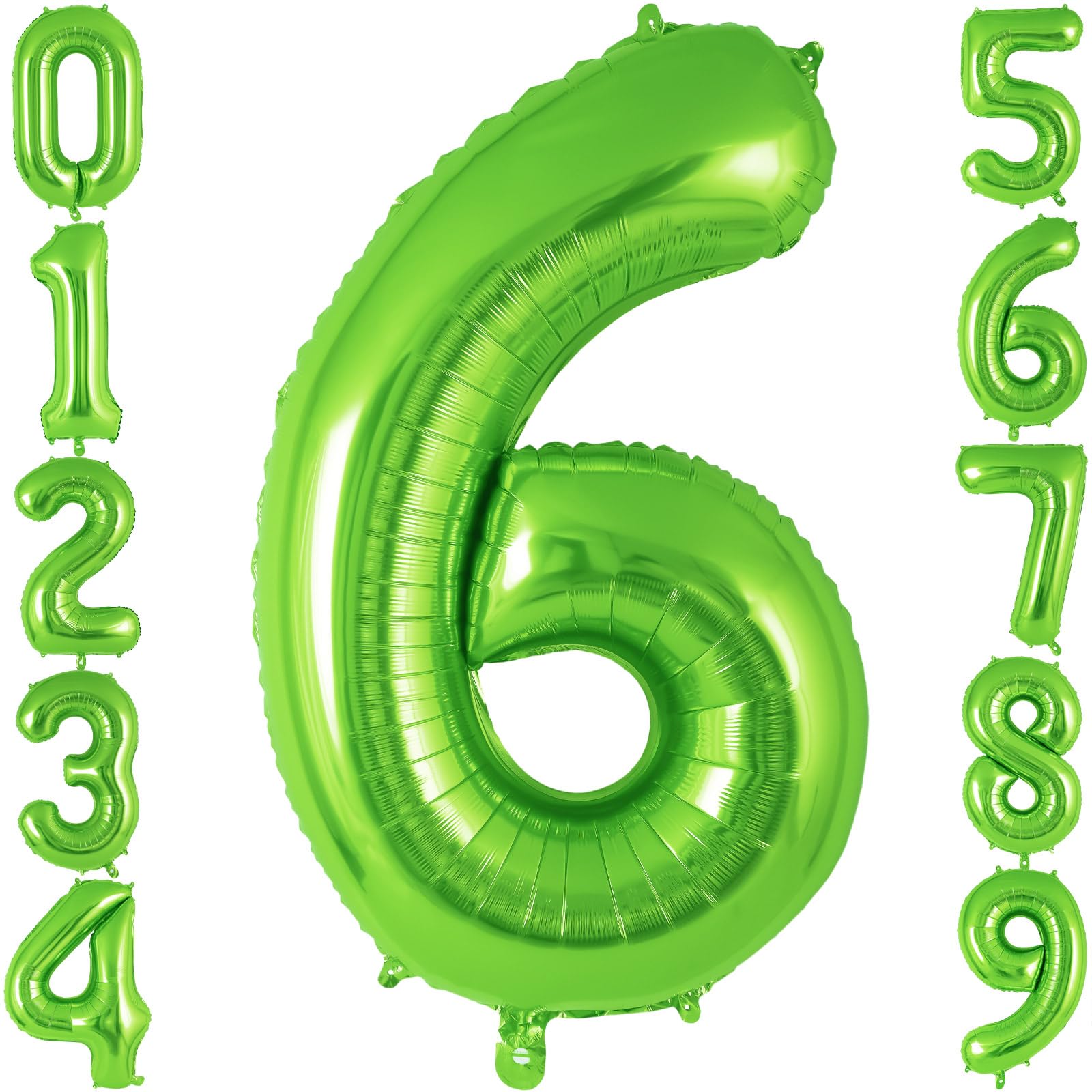 Green Number 6 Balloon 40 Inch, Big Large Foil Helium Number Balloons, Jumbo Giant Mylar Number 6 Balloons for 6 Year Old Birthday Party Decorations