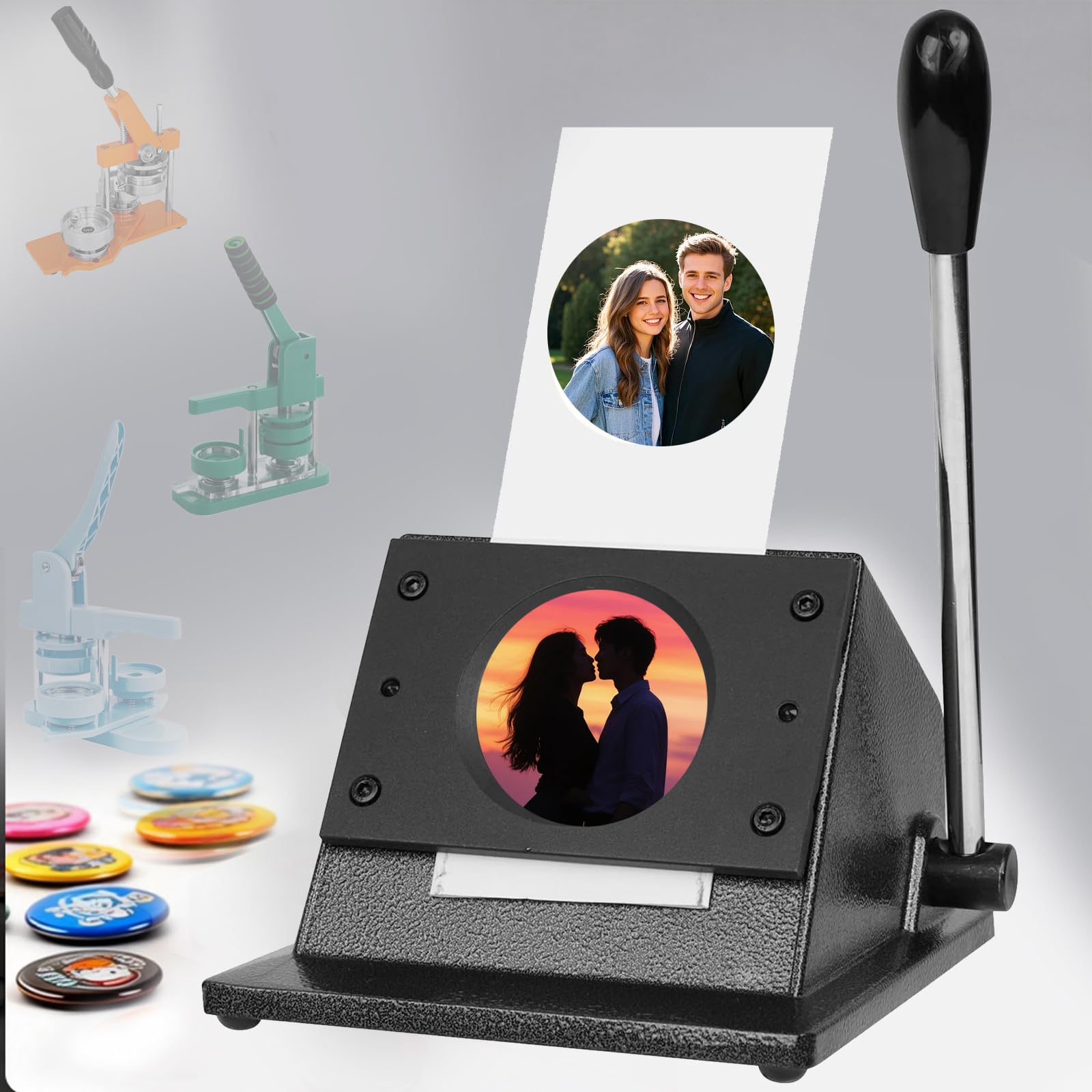 - Fridge Magnet Paper Cutter, 2.28 Inches/ 58 mm Round Button Cutter Die Cutter, Heavy-Duty Paper Card Cutter Punch for Cards, Badges, Cartoon Buckles, Photo Frames (Metal, 58mm Round)