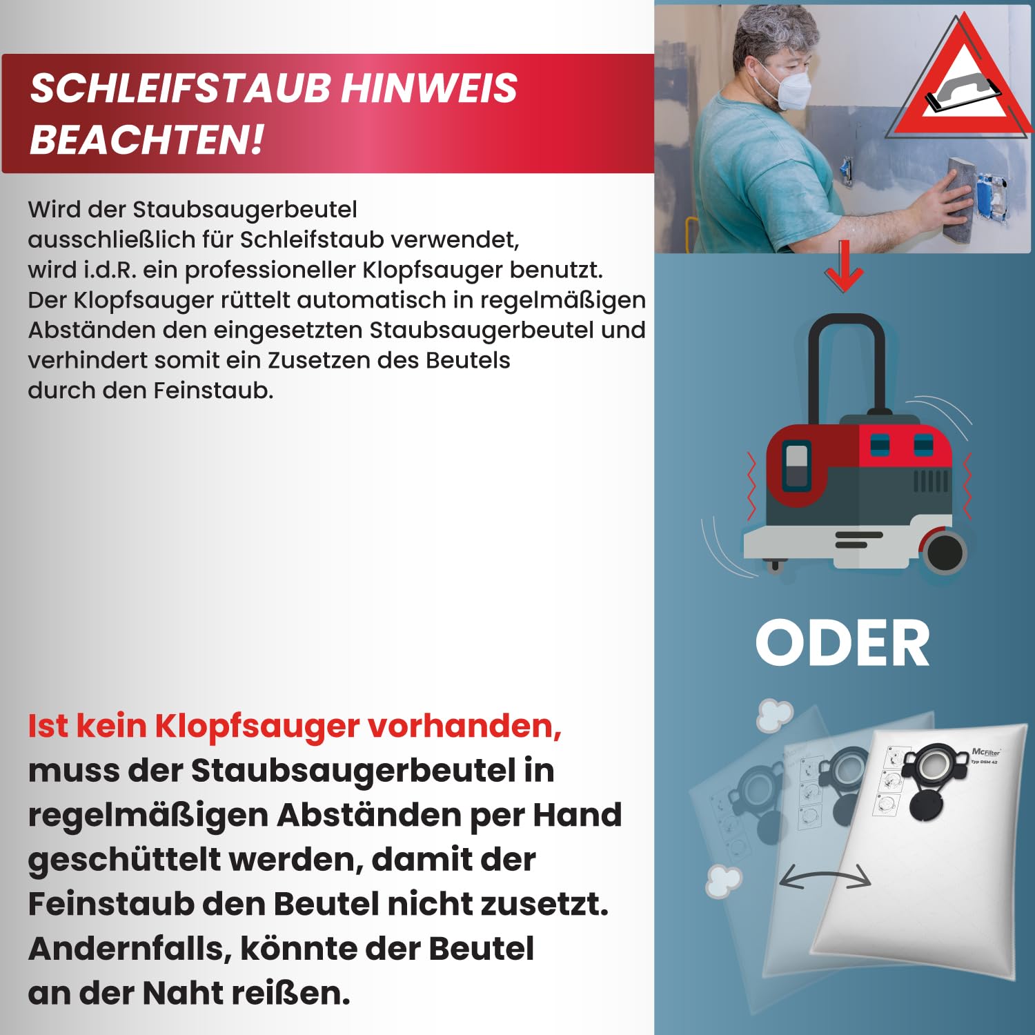 McFilter I 10 Staubsaugerbeutel kompatibel mit MAKITA VC2000L VC2010L VC2012L VC2511L VC2512L VC3011L VC3012L VC3511L I Vlies Beutel