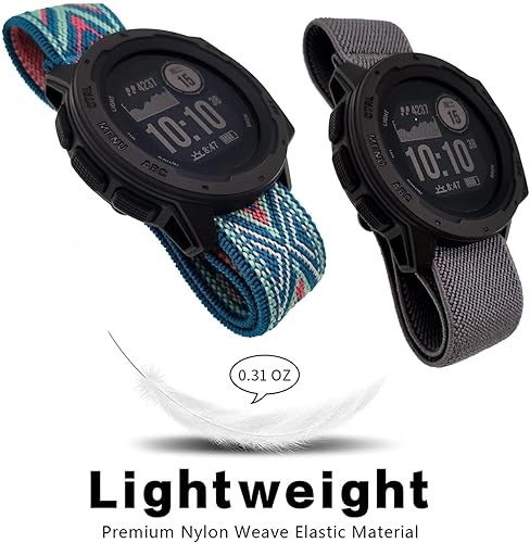 Miniatura 4 de Abanen Correa elástica de reloj de 0.866 in para Garmin InstinctInstinct 2 Solar, correa de nailon elástico suave y ultraligera para Garmin Instinct