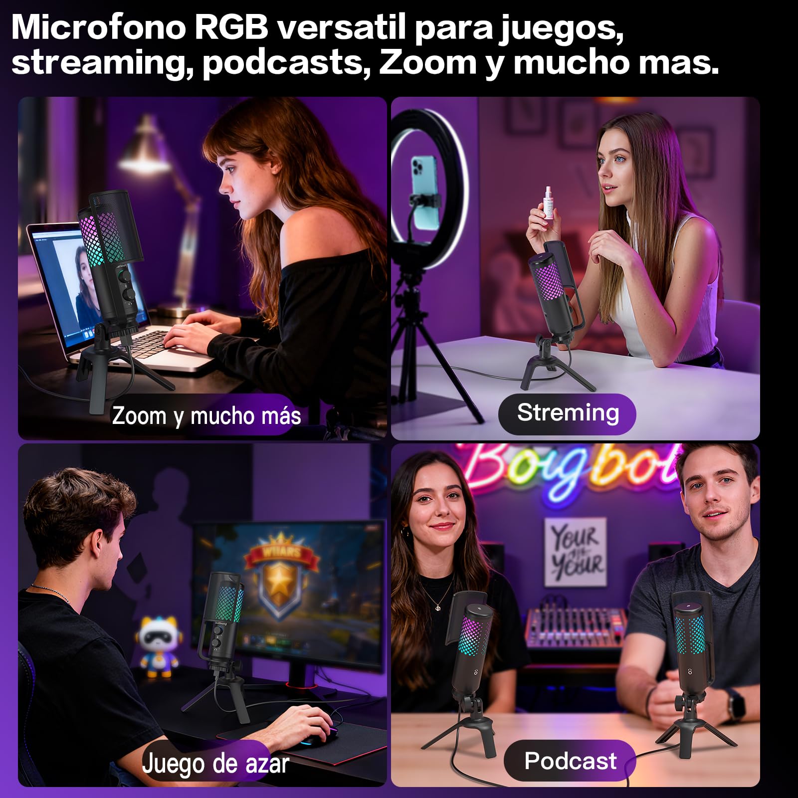 ZealSound Micrófono para Gaming para PC: micrófono USB de construcción metálica con botón de silencio, ideal para podcast, streaming, estudio, reuniones/clases online y grabaciones de audio, Mac y PS5