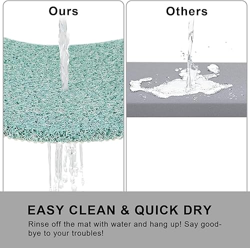 Miniatura 4 de Tapete de ducha extra grande, 35 pulgadas de grosor para cabina de ducha y bañera texturizada, tapete de baño de secado rápido con drenaje, 27.5 x