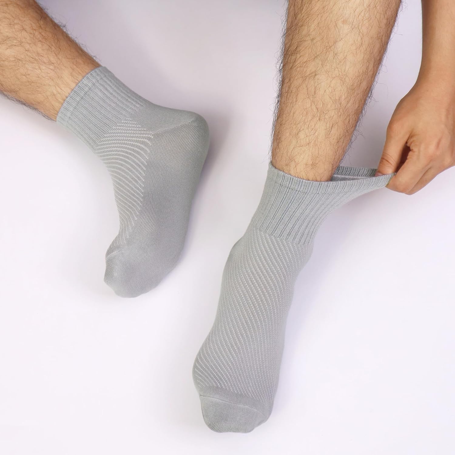 SERISIMPLE Men’s Bamboo Viscose Ankle Quarter Thin Socks Breathable Soft Summer Mesh Design, Anti-Odor Casual Dress 5 Pairs - Image 4