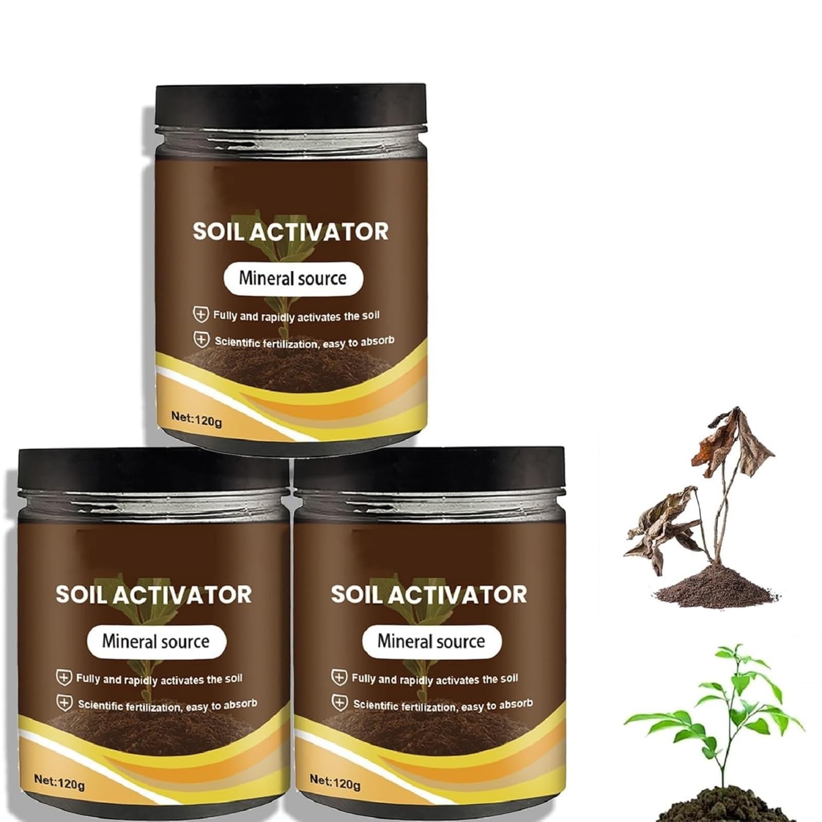 Soil Pro Activator, Activateur Naturel De Sol Pour Une Décomposition Plus Rapide, Stimulateur De Santé Du Sol Pour Les Fleurs Et Les Plantes En Pot (3pcs)