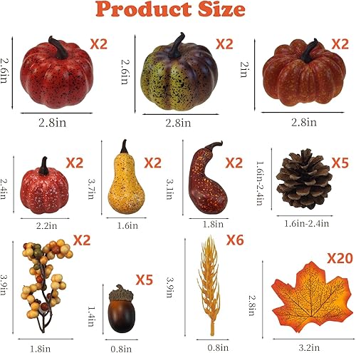 Miniatura 2 de Juego de decoración de calabaza falsa, decoración de calabaza falsa, decoración de cosecha de otoño, decoración de Halloween de Acción de Gracias y