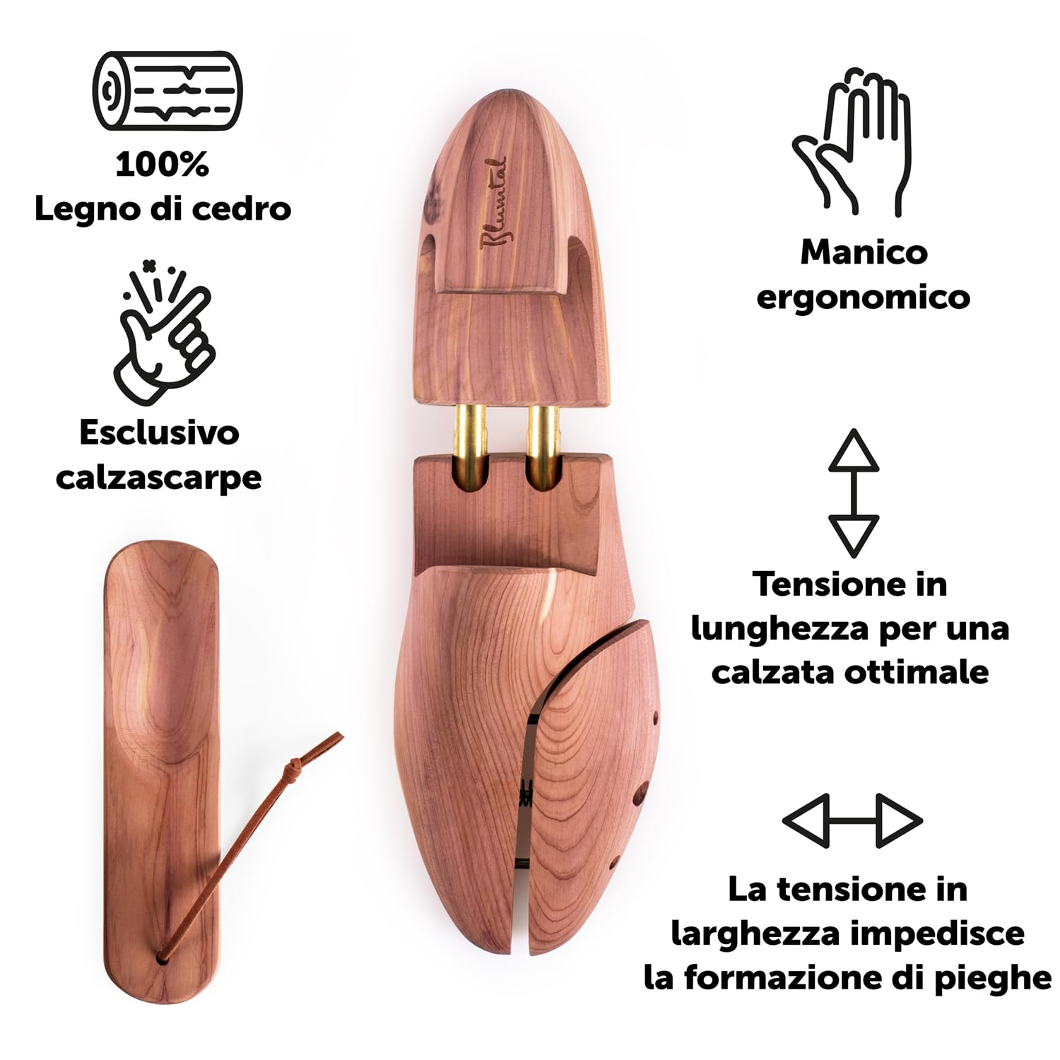 Blumtal Allarga Scarpe Uomo, Tendiscarpe - Forma Scarpe - Allargascarpe in Legno di Cedro con Calzante - Assorbe Umidità e Combatte Cattivi Odori