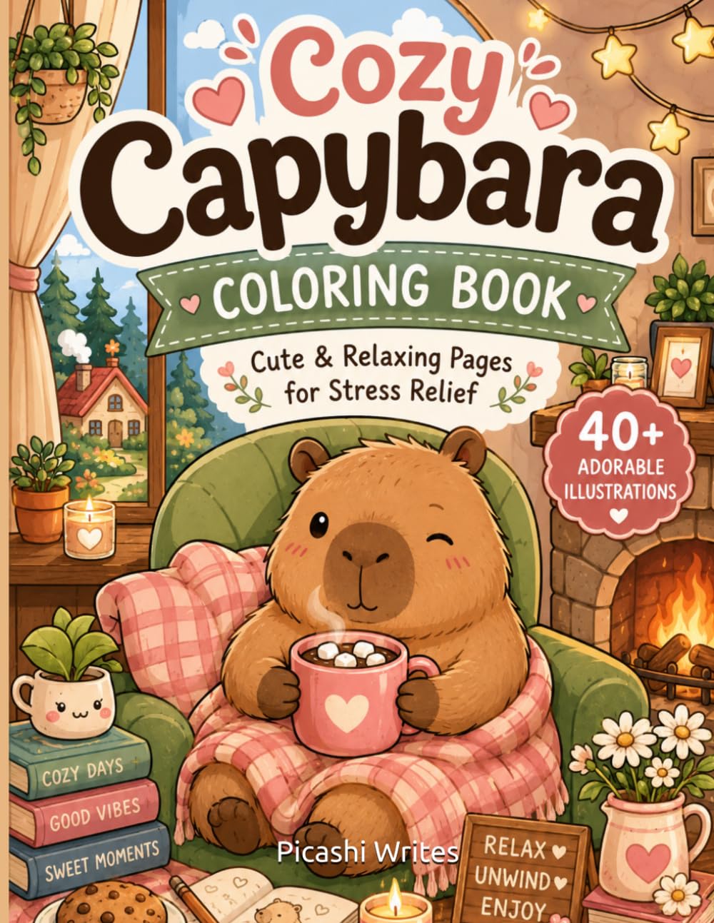 The Cozy Capybara Coloring Book: Adorable Capybaras Living Their Best Cozy Life