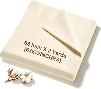 100% Cotton Muslin Fabric, 63 Inch x 2 Yards, Unbleached