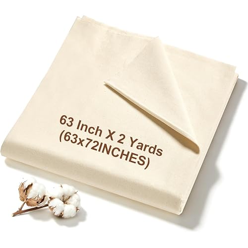 100% Cotton Muslin Fabric, 63 Inch X 2 Yards (72 Inches) Unbleached Muslin Linen Fabric by The Yard, Premium Medium Weight Muslin Cloth Fabric for Sewing, Embroidery, Crafts, & Apparel Projects