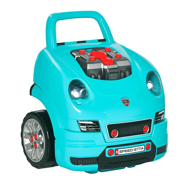 HOMCOM Motor de Camión para Niños de +3 Años 61 Piezas 40x39x47 cm Turquesa