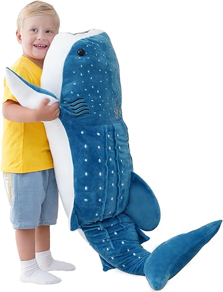Mukouxun 39 Inch Whale Shark Stuffed Animal – Giant Plush Shark Pillow Toy, Realistic Big Whale Shark Plushie for Kids and Ocean Lovers, Large Cuddly Gift