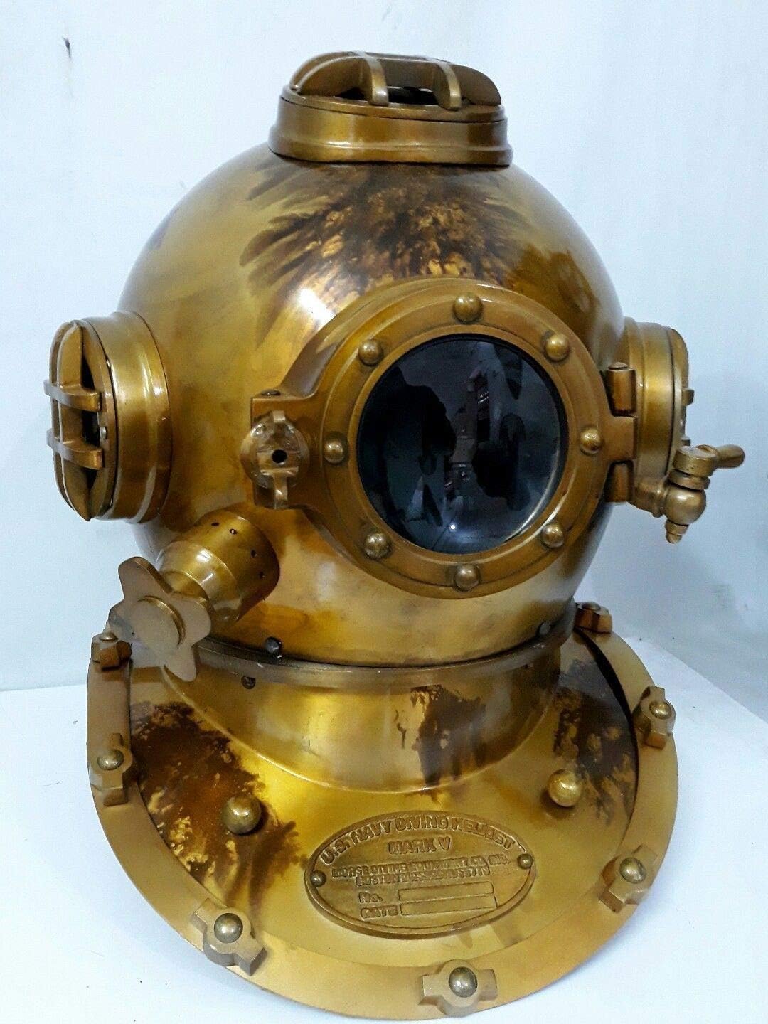 Large Antique Black Solid Iron Steel Nautical Diver's Decorative Diving Wearable Helmet reproduced Replica Vintage collectives