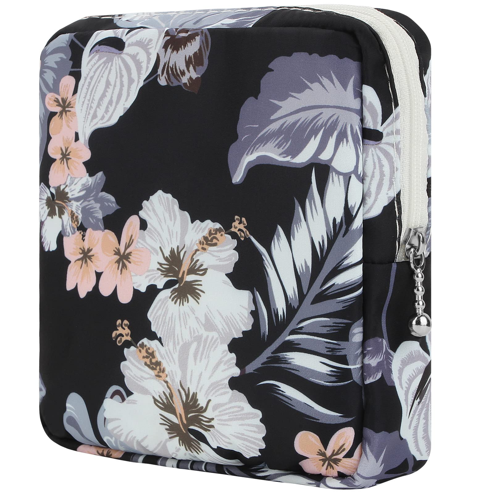 Sanitary Pad Storage Bag Portable Period Bag for Teen Pads/Sanitary Napkins/Small Tampons, Sanitary Napkin Storage Bag First Period Gifts for Teen Girls (Flower)