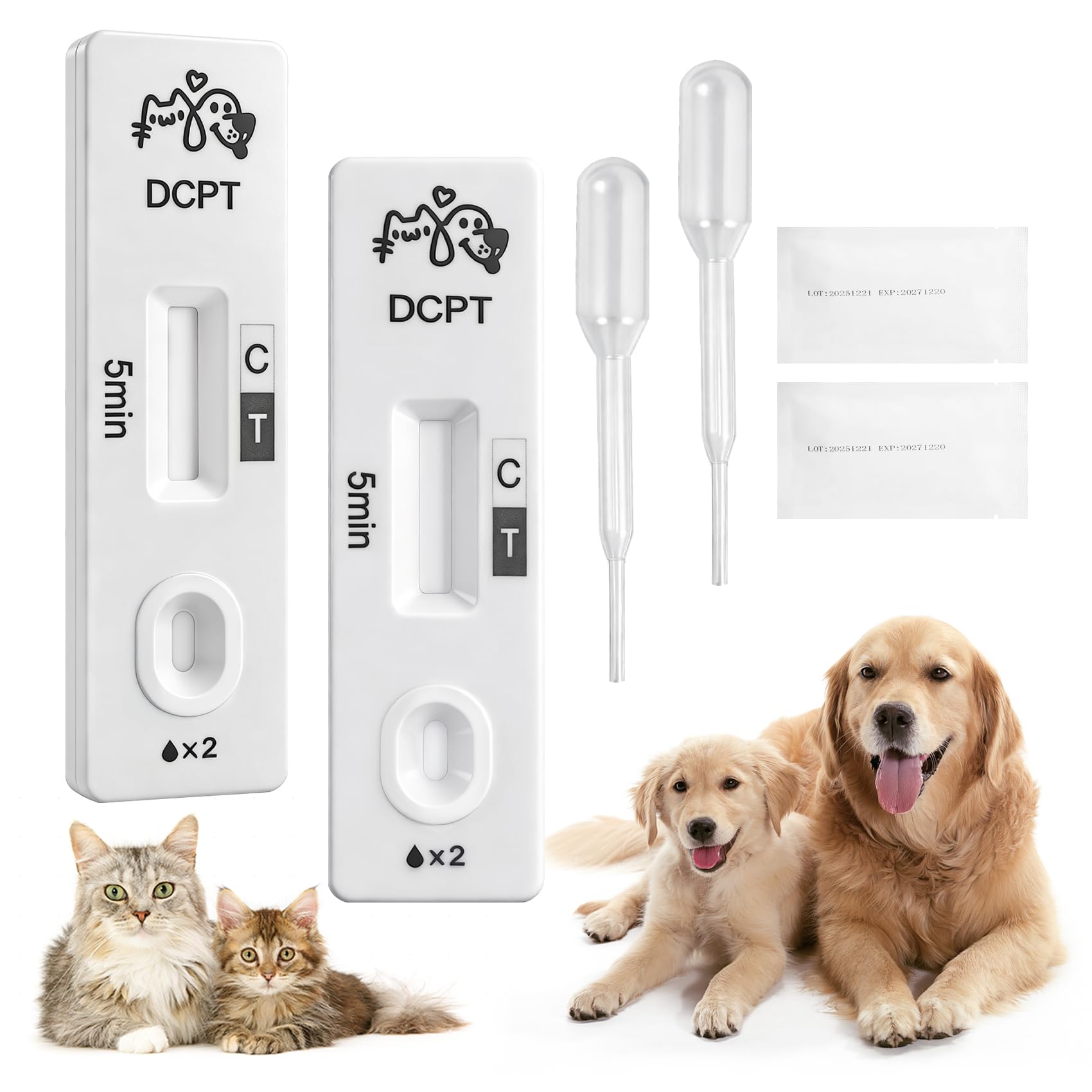 Dog & Cat Pregnancy Test Kit (2 Pack) – at-Home Pet Urine Screening Test for Dogs & Cats, Fast Visual Results, Non-Invasive & Easy to Use