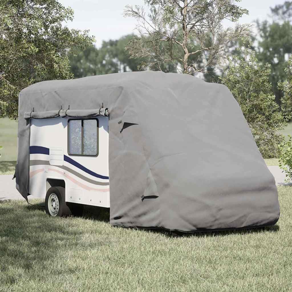 Funda protectora para autocaravana 570 x 235 x 275 cm para caravana, lona transpirable con cremallera, resistente a la intemperie, para todo el año, con bolsa de almacenamiento, color gris