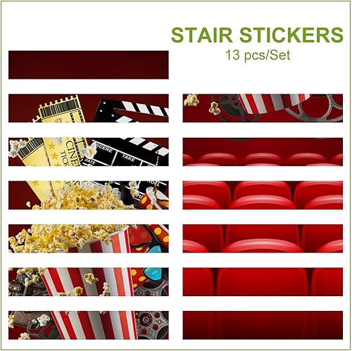 Miniatura 3 de Brebasf - Calcomanías decorativas para elevador de escalera de cine, cine, arte abstracto, moderno, carrete de película para bebidas, patrón