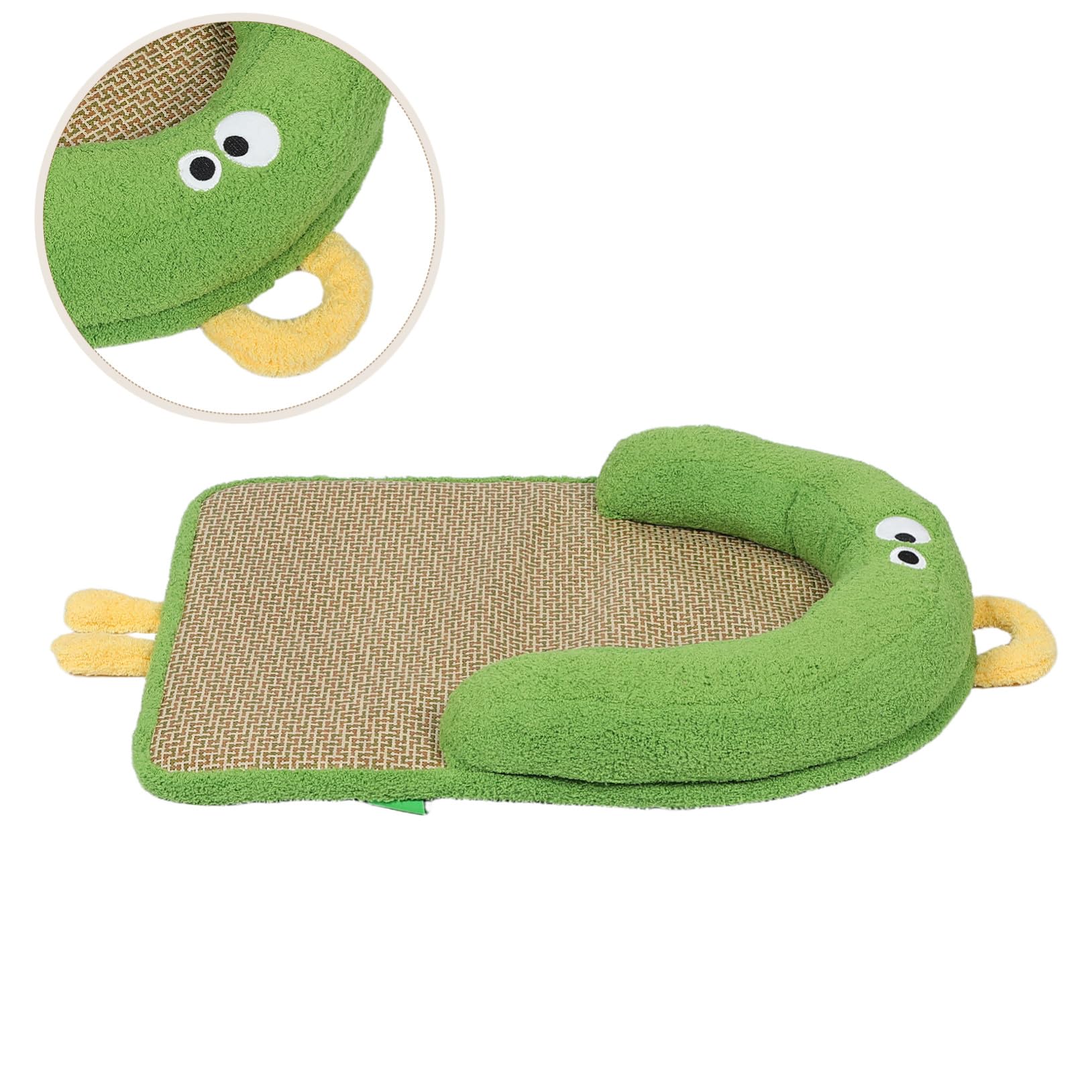Kühlmatte für Haustiere mit Kissen, Geflochten, Rattan Baumwolle Grün