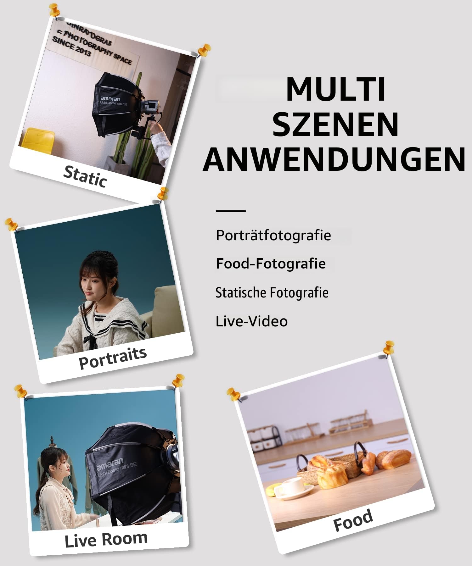 Amaran 60x S - LED Dauerlicht für Fotografen, Studio - Monolight Punktquelle, Zweifarbiges Videolicht 65W 2.700-6.500K, unterstützt Batteriebetrieb, App-Steuerung, Bluetooth 5.0 Mesh, Bowens-Halterung