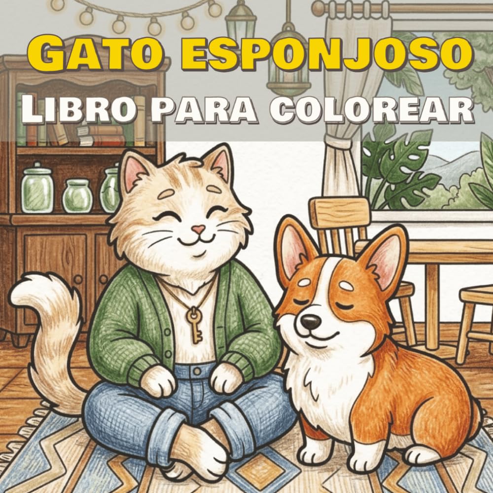 Gato Esponjoso: Libro para colorear сon 50 imágenes del gato y sus amigos (Libros para colorear de animales)