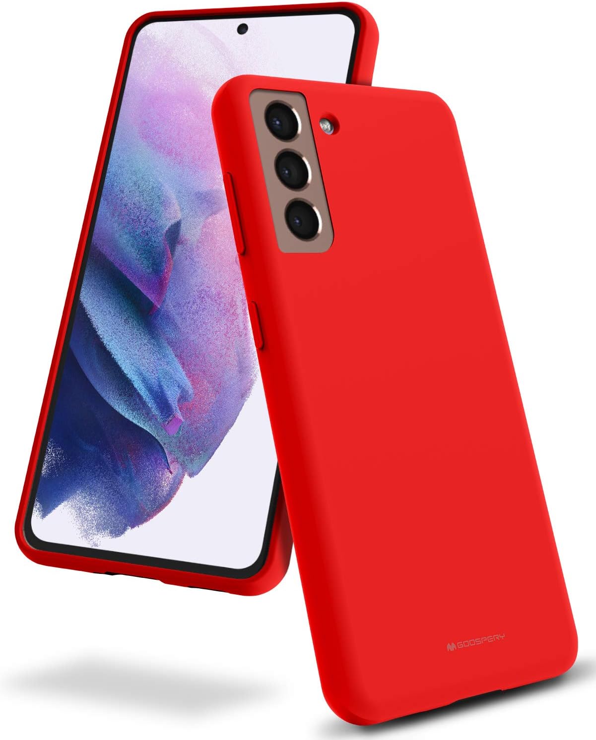 GOOSPERY Liquid Silicone Case for Galaxy S21 Case(6.2 inches) Silky-Soft Touch Full Body Protection Shockproof Cover Case with Soft Microfiber Lining - Red