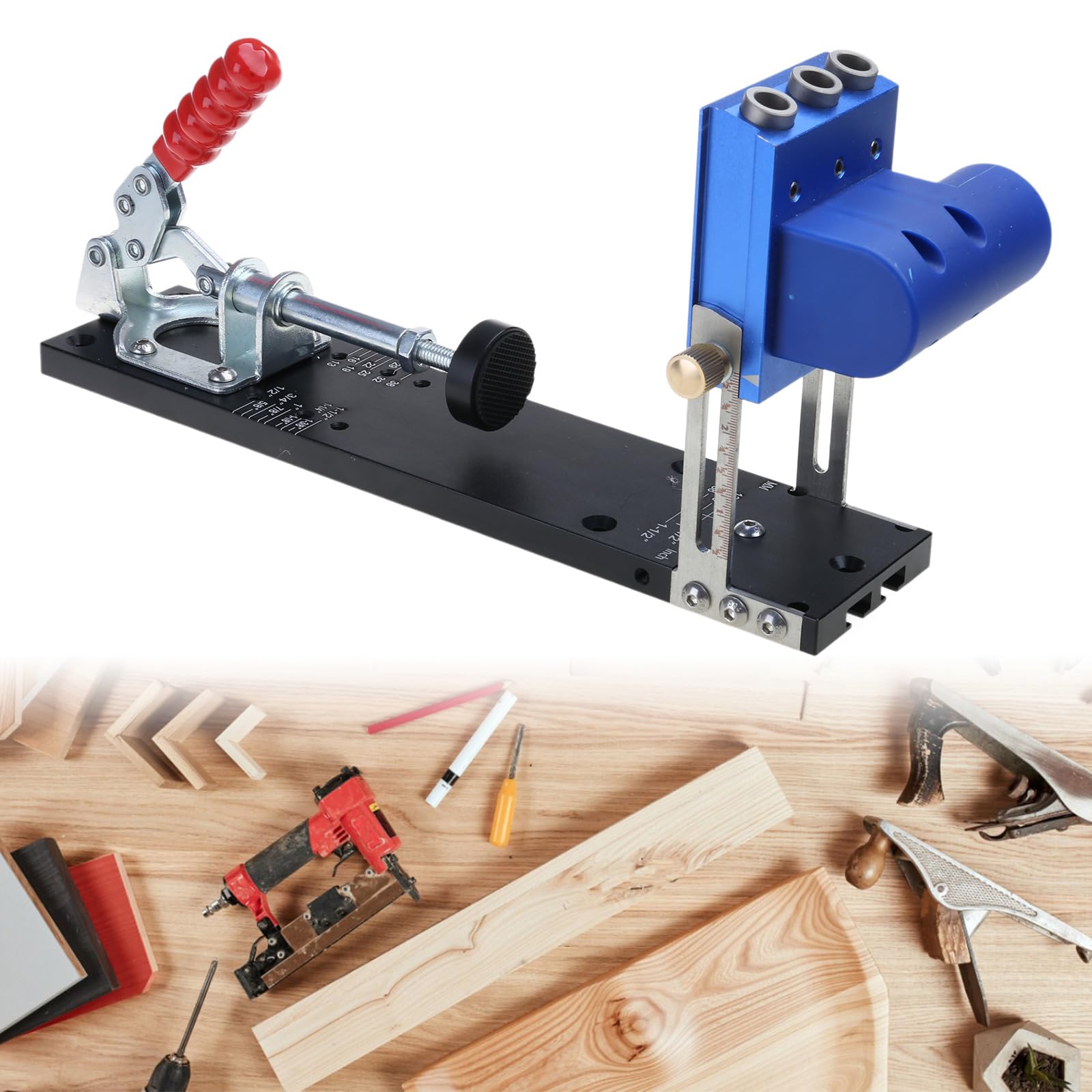 Taschenloch Vorrichtungs Sets, professionelle Holzbearbeitungs Dübel Sets, verbesserte Metall Taschenschraube für Tischlerei, Holzbearbeitungswerkzeug