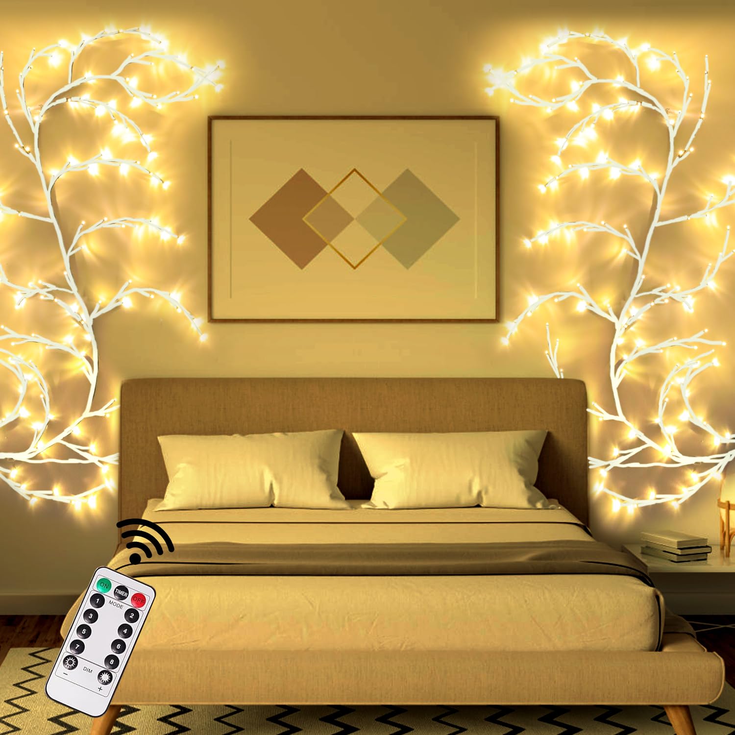 Ciskotu Willow Vine Guirlande Lumineuse Avec Fiche, 144 LED En Saule, Décoration Murale Pour Chambre à Coucher, Arbre à LED, Salon, Branches Lumineuses Artificielles