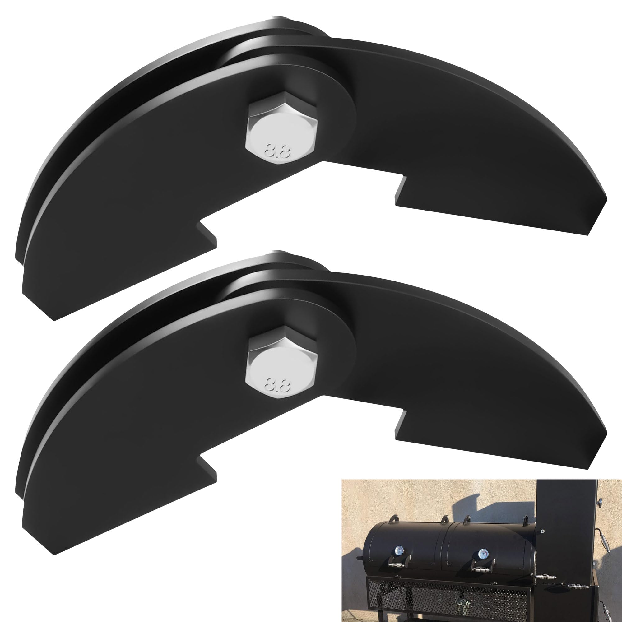 2 Pack Heavy Duty BBQ Smoker Hinge for BBQ Smoker Hinge Doors - Size: 8 X 2 1/4" DIY Parts Weld On Large 3/16 Plate Steel -Weld on-Black