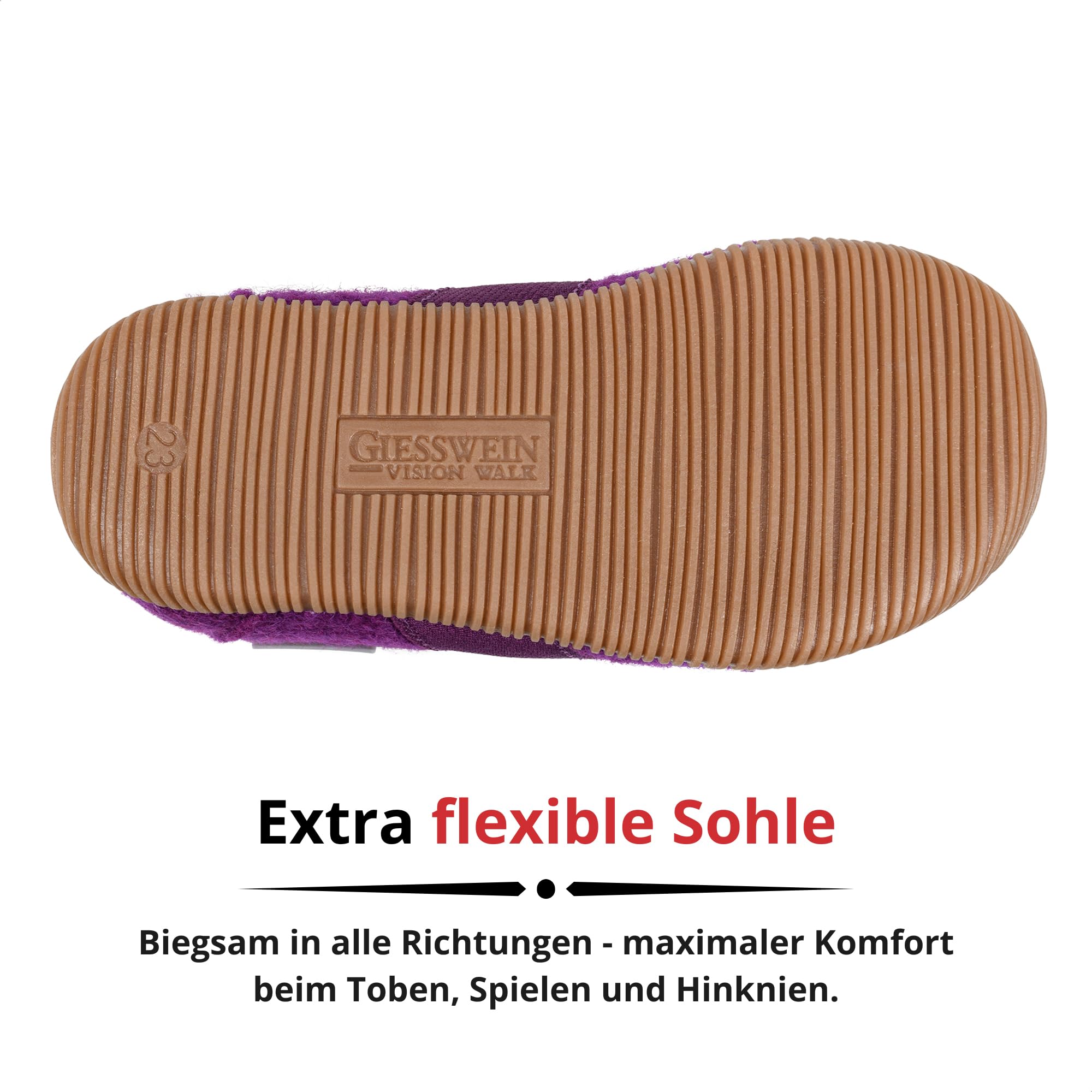 Giesswein Pantoufles Weidach - Chaussons en Feutre Chauds pour Filles et garçons, Chaussons antidérapants à lanière élastique