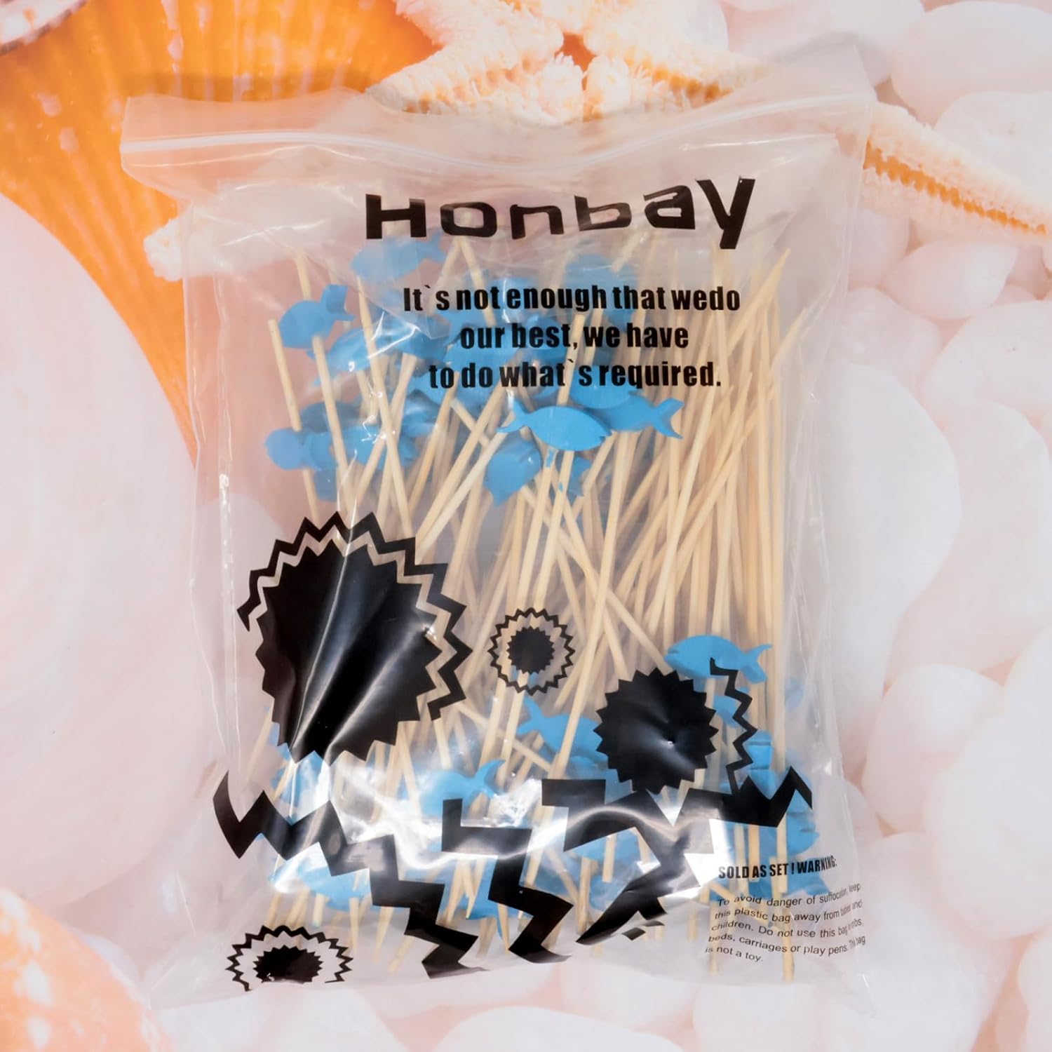 Honbay 100PCS Fish Style Cocktail Picks Toothpicks Decorative Fish Shape Fruit Sticks Sandwich Appetizer Skewers for Wedding Birthday Party Decorations