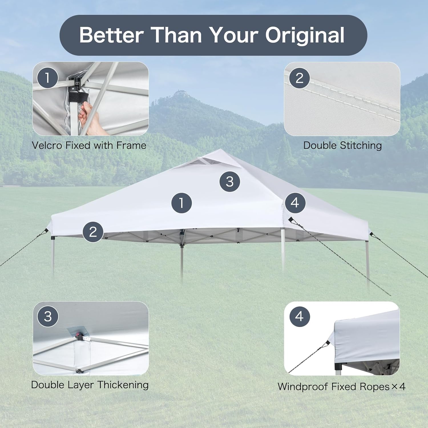 10x10 Canopy Replacement Top with Air Vent, Pop Up Canopy Replacement for Straight Leg Canopy Tent, Canopy Replacement Cover UV Resistant Waterproof for Garden Patio Camping (Top Only)(Silvery White)