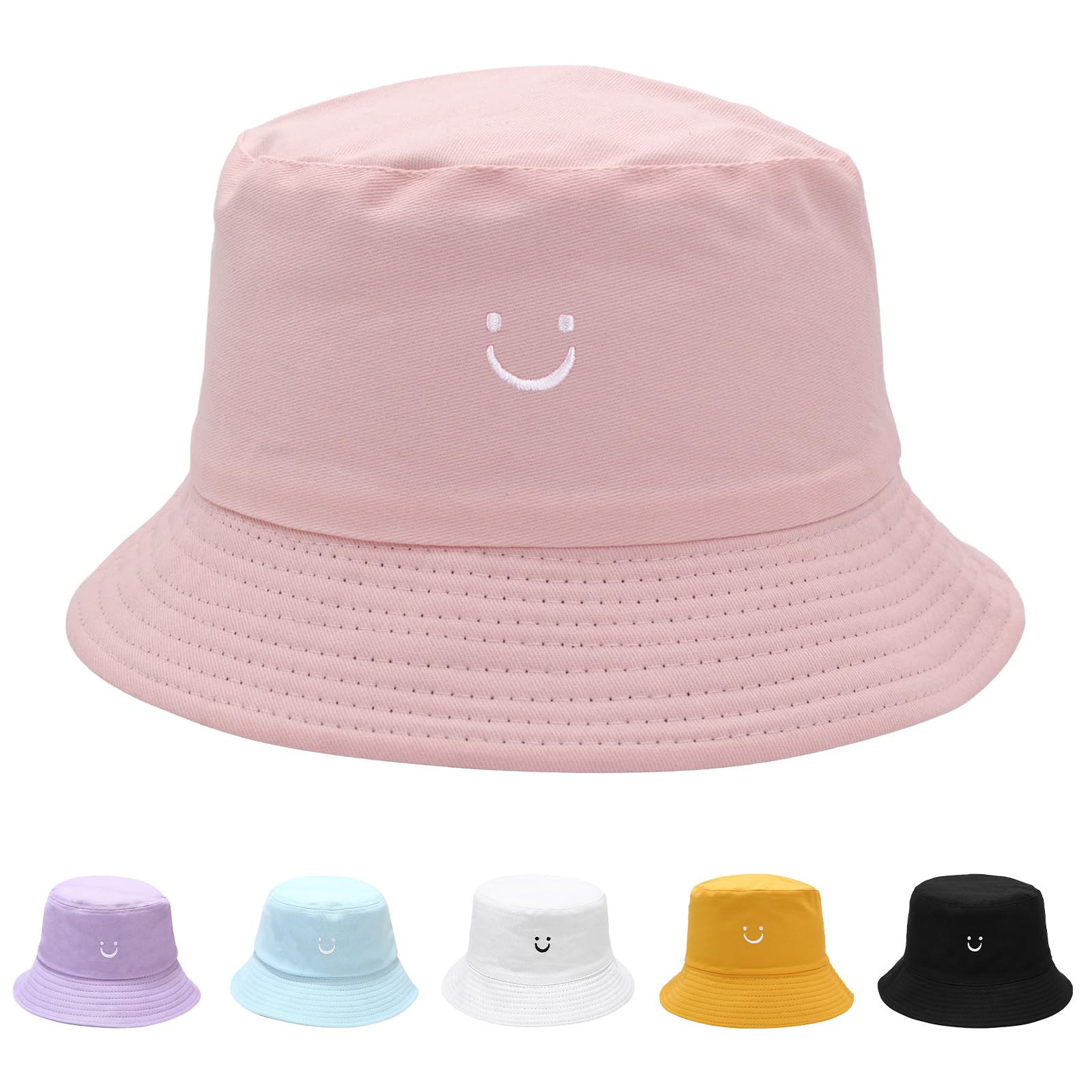 Kids Sun Hat Smile Face Toddler Bucket Hat for Boys Girls Summer Sun Protection Cotton Beach Hat