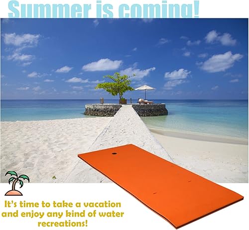 Miniatura 10 de GLACER Almohadilla de agua flotante de 87 x 36 pulgadas, 3 capas de espuma XPE flotante para recreaciones acuáticas, isla flotante para piscinas,