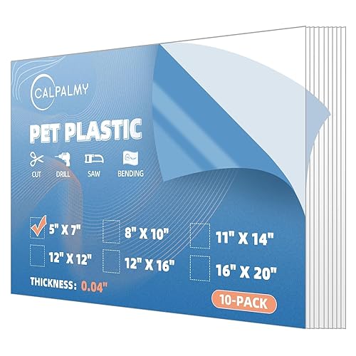 Paquete de 10 paneles de láminas de PET de 5 x 7 pulgadas, paneles de plexiglás de 0.04 pulgadas, alternativa de vidrio irrompible, ligera y